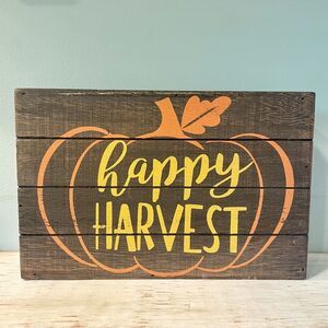 “Happy Harvest” Sign, Shelf Decor | Fall Autumn Pumpkin Thanksgiving Halloween